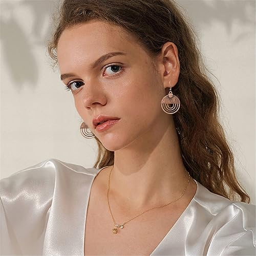 Miniatura 5 de ANDPAI Aretes de aro tribales bohemios hechos a mano, aretes colgantes con geometría dorada y plateada vintage para mujer