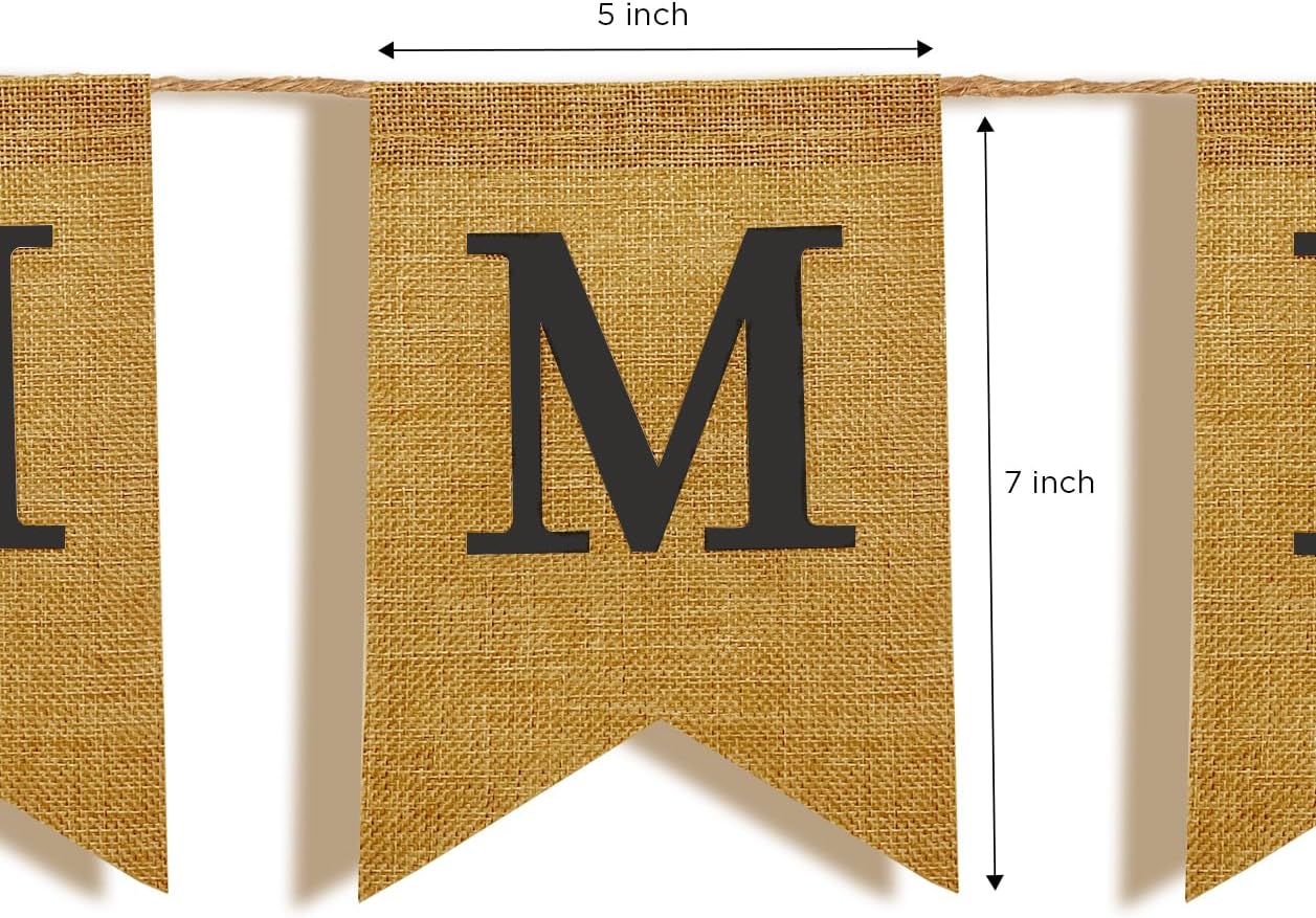 Custom Banner Kit, 97 Burlap Flags, BLACK Pre Printed Letters & Numbers, 120ft Twine String & Needle, DIY Customizable Personalized Banner, Faux Durable Burlap