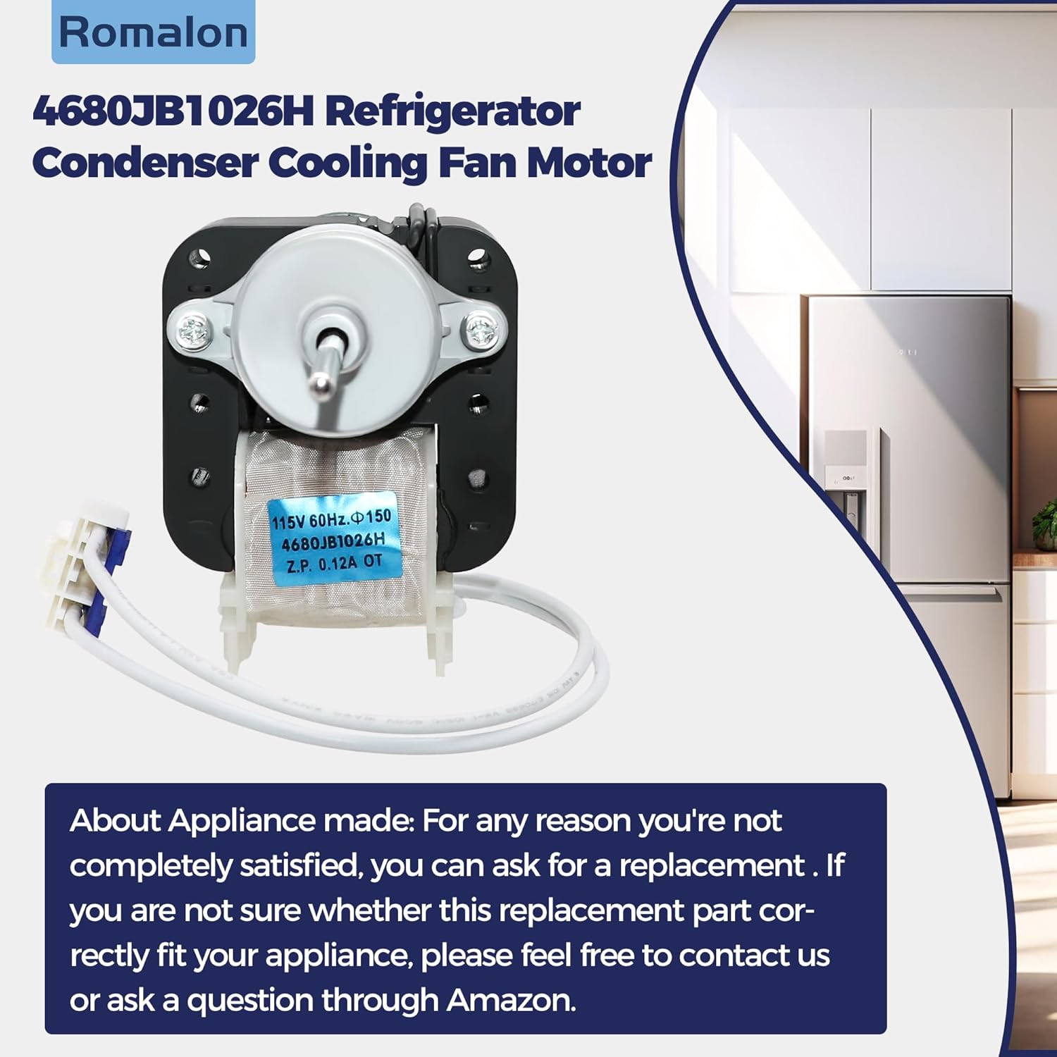 4680JB1026H Refrigerator Condenser Cooling Fan Motor by Appliancemate Fit for L-G Replaces 680JB1026H PS3523107 1330001 AP4440743