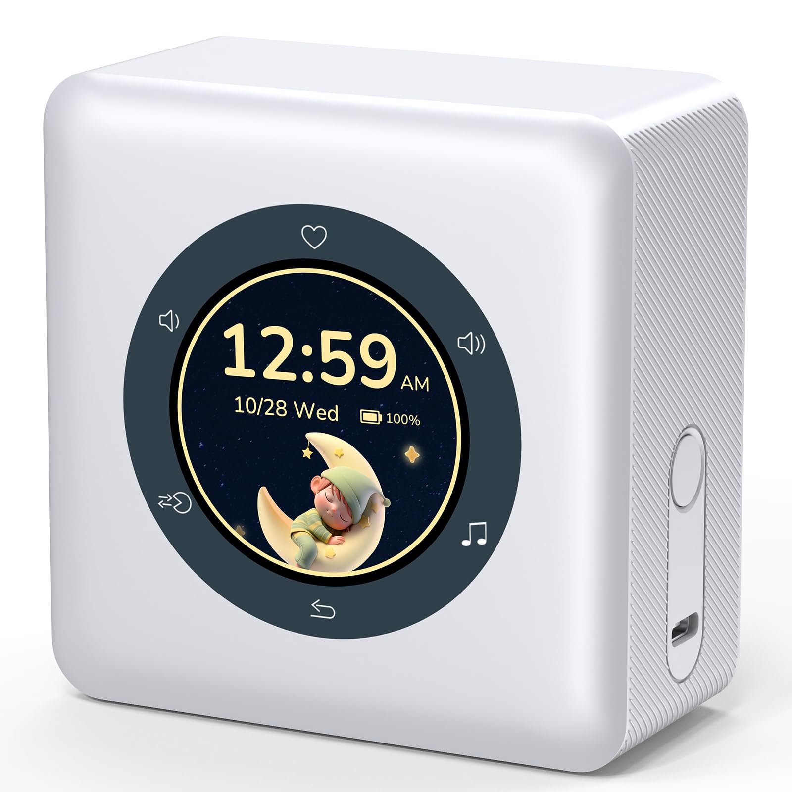 Portable Kids Clocks with Sound Machine, White Noise & Breathing Exercises, Alarm Clock. 24 Soothing Sounds, Sleep Music and Lullabies for Adults/Babies. Home/Bedroom