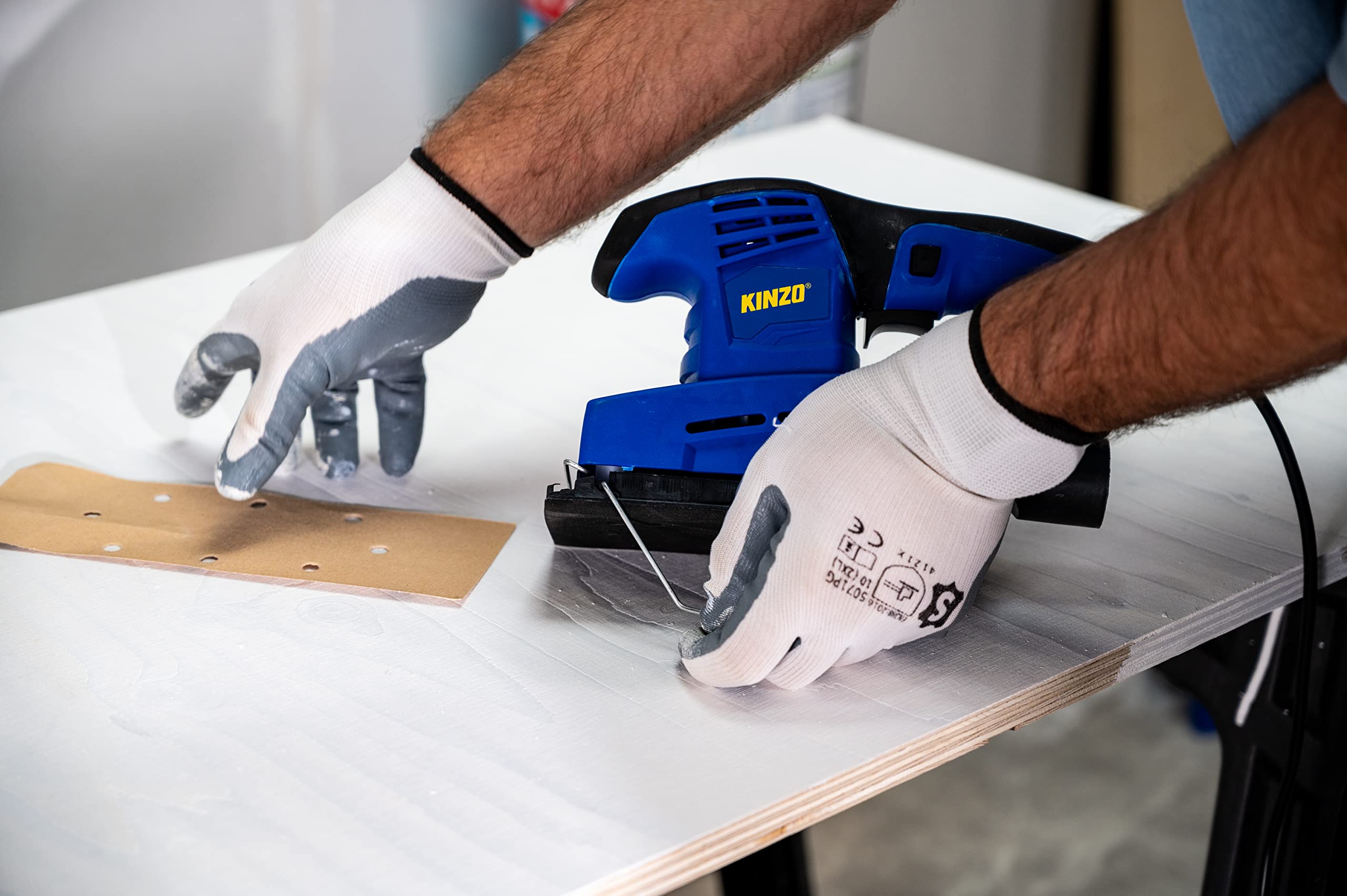 Kinzo Smerigliatrice – 230 V – Blu – Lavorazione del legno – Levigatrice orbitale