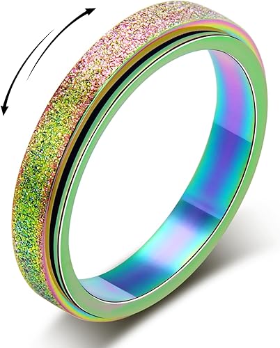 Miniatura 1 de LuckyAmor Anillo giratorio para la ansiedad para mujer anillo para la ansiedad artículos para aliviar la ansiedad anillos giratorios para la