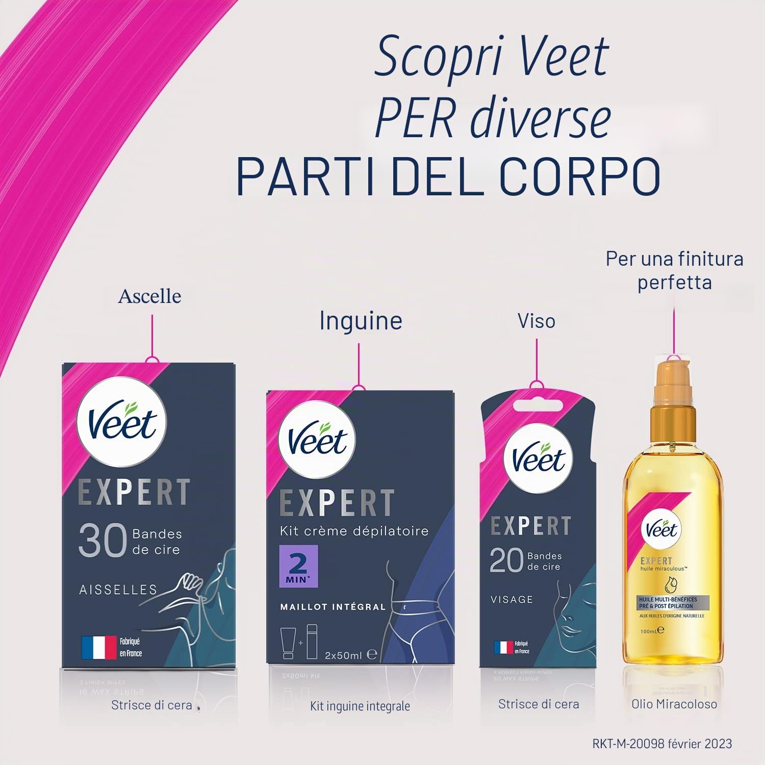 Veet Expert - 40 strisce di cera fredda per corpo e gambe, per pelli sensibili, finitura perfetta, per depilazione a lunga durata