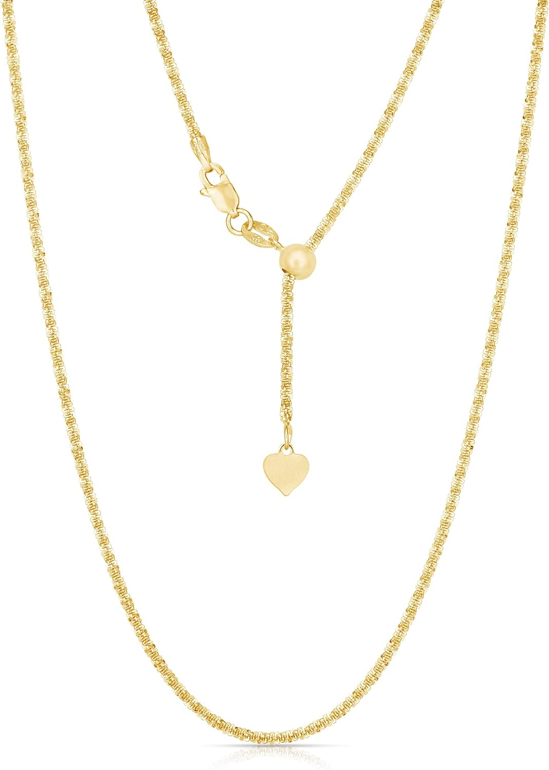 Floreo 10k Fine Gold 1.5mm Adjustable Crisscross Sparkle Chain Necklace, 22 Inch