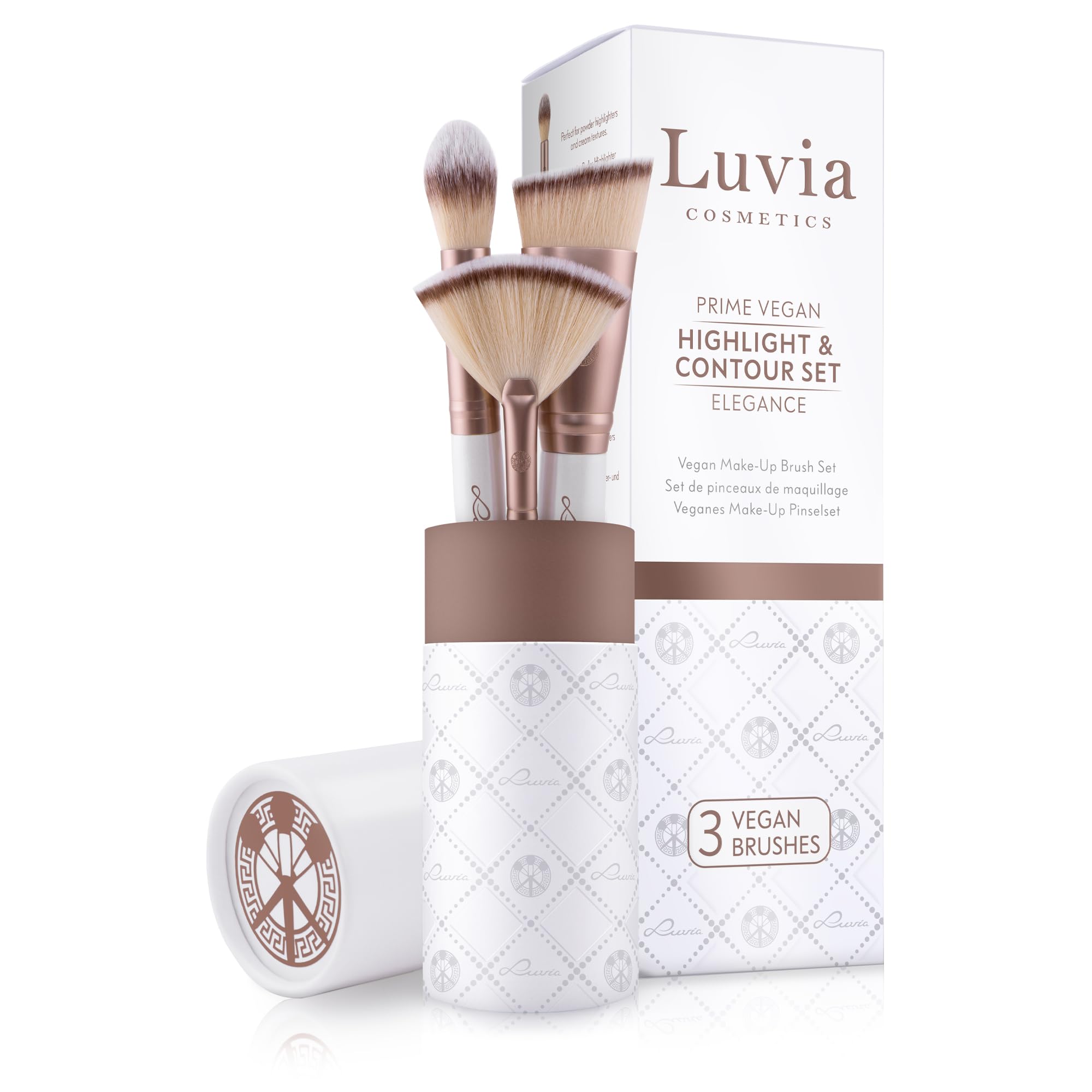 Luvia CosmeticsHighlight & Contour Brush Set, 3 Brushes in Set, Vegan Makeup Brushes