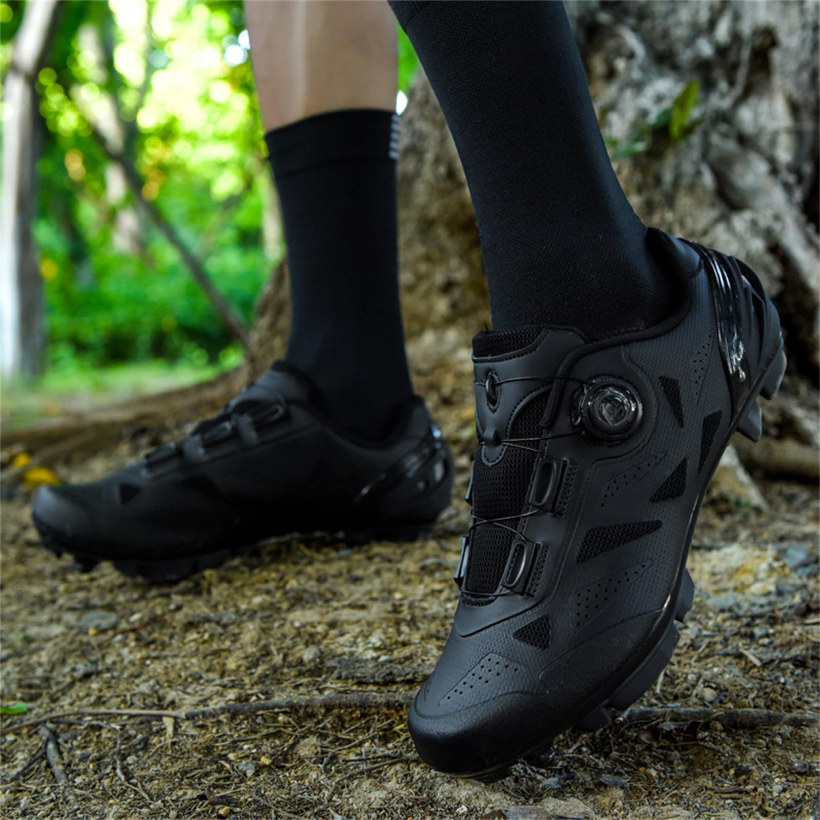 JiuQing Męskie buty do jazdy na rowerze górskim Buty do jazdy na rowerze górskim MTB kompatybilne z blokami SPD z 2 śrubami do jazdy w pomieszczeniach