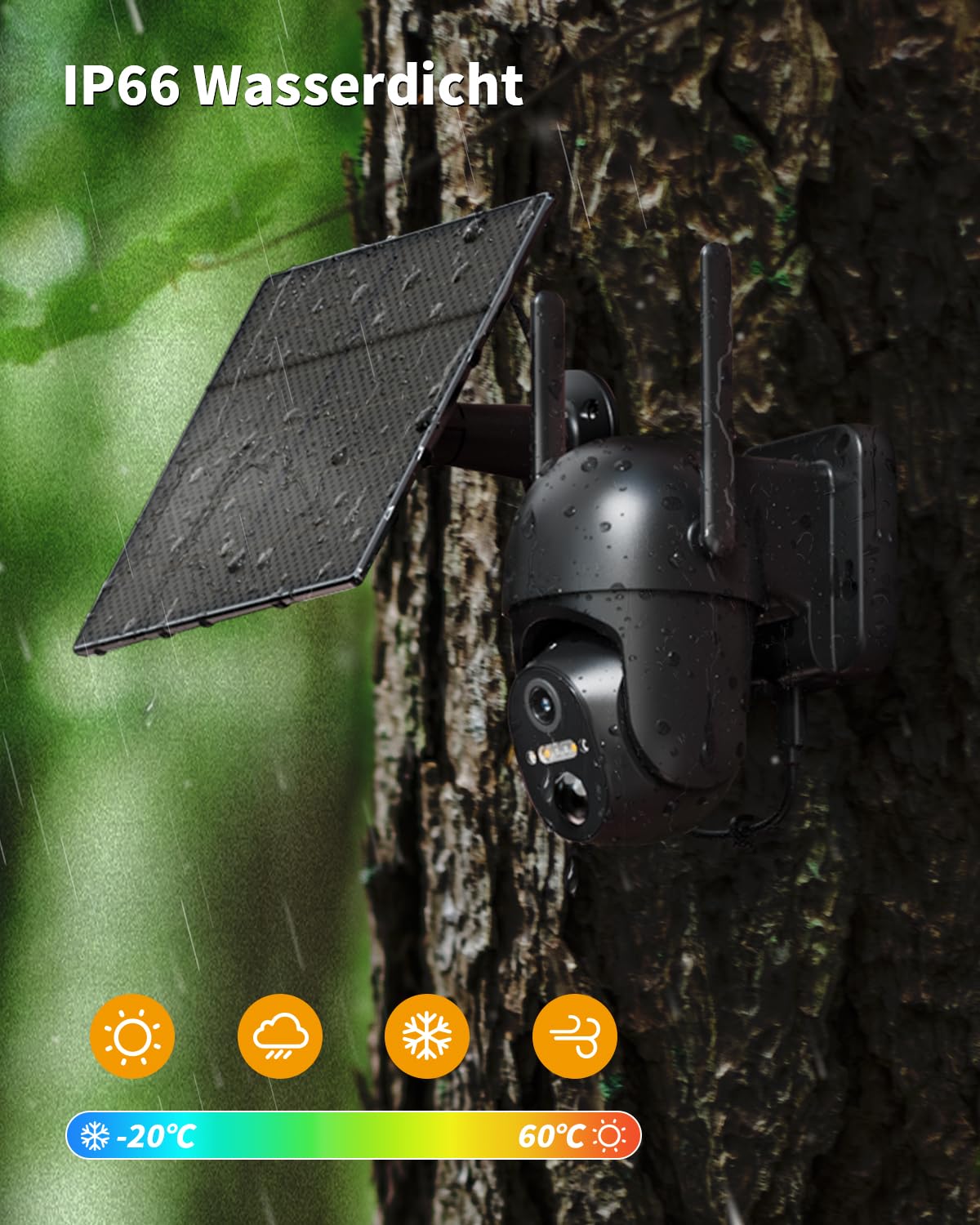 4G LTE Überwachungskamera Aussen Akku mit SIM Karte Ohne WLAN Solar