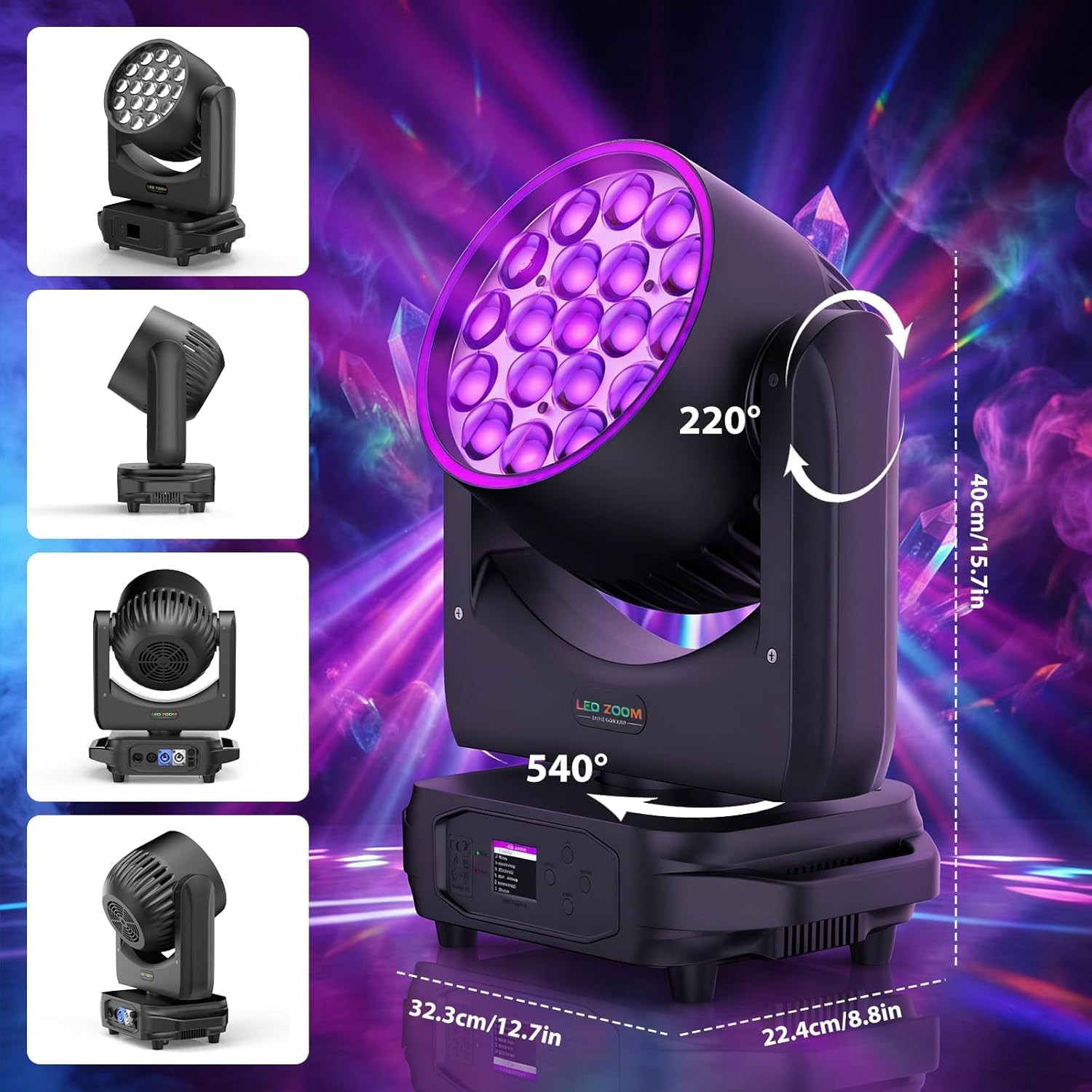 2Pcs 19x20W Teste Mobili LED con Flightcase, Beam RGBW Zoom Wash con Striscia LED d-mx512 per Palcetti Feste Club DJ Matrimoni