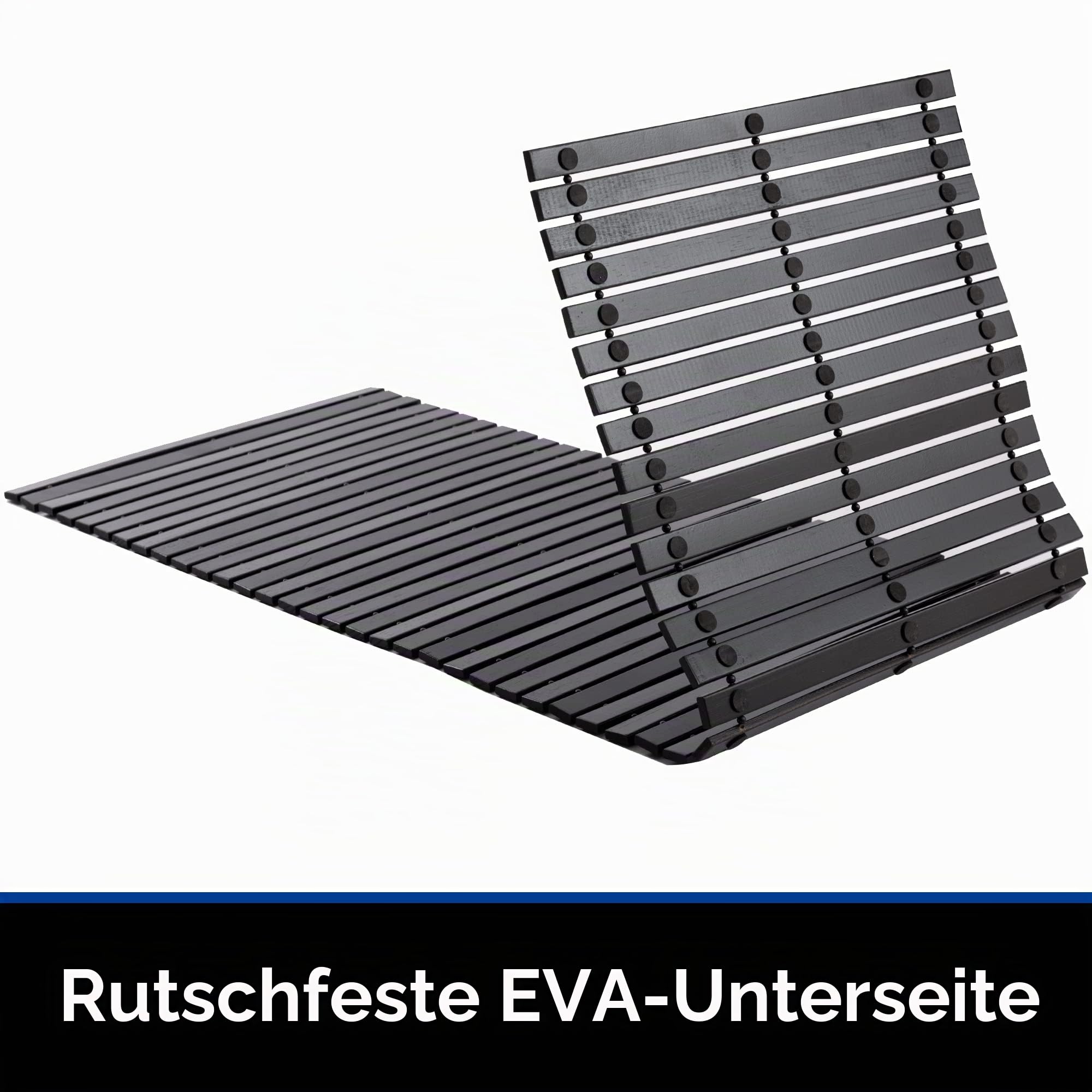 Bambus-Badematte, Badläufer, Langer, großer Badezimmerteppich, Boden, Holz, Dusche, Badewanne, wasserfest, rutschfest, Zubehör, 40,6 x 121,9 cm, leicht zu reinigen, schwarzer Bambus, 1 Stück