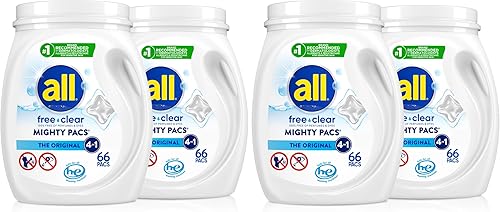 Miniatura 6 de all Todos los PACTY PACS con Stainlifters Detergente de lavandería transparente libre, claro para pieles sensibles, 66 cuentas - (Paquete de 2)