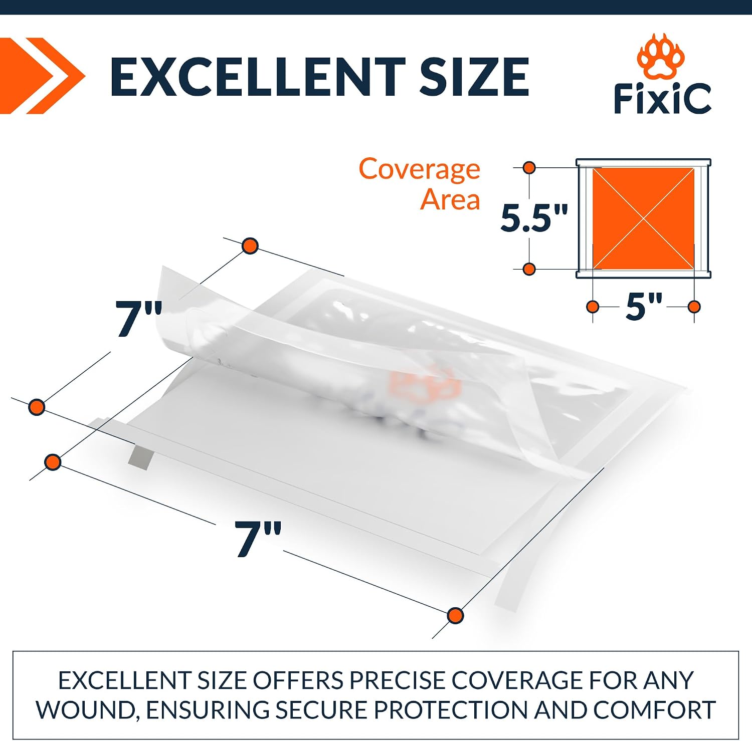Fixic Transparent Film Dressing Waterproof - 7 PCS Set, 7 x 7 in - Transparent Dressing Waterproof to Cover Wounds - Wound Cover for Showering - Premium Medical Tape for Shower!