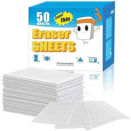 Magic Sponge Eraser Sheets Disposable 50 Count Magic Sponge Eraser Thin Nano Cleaning Sheets Thin Magic Sponge Eraser Wipes Sheets Clean Sheets for Hard-to-Reach Places