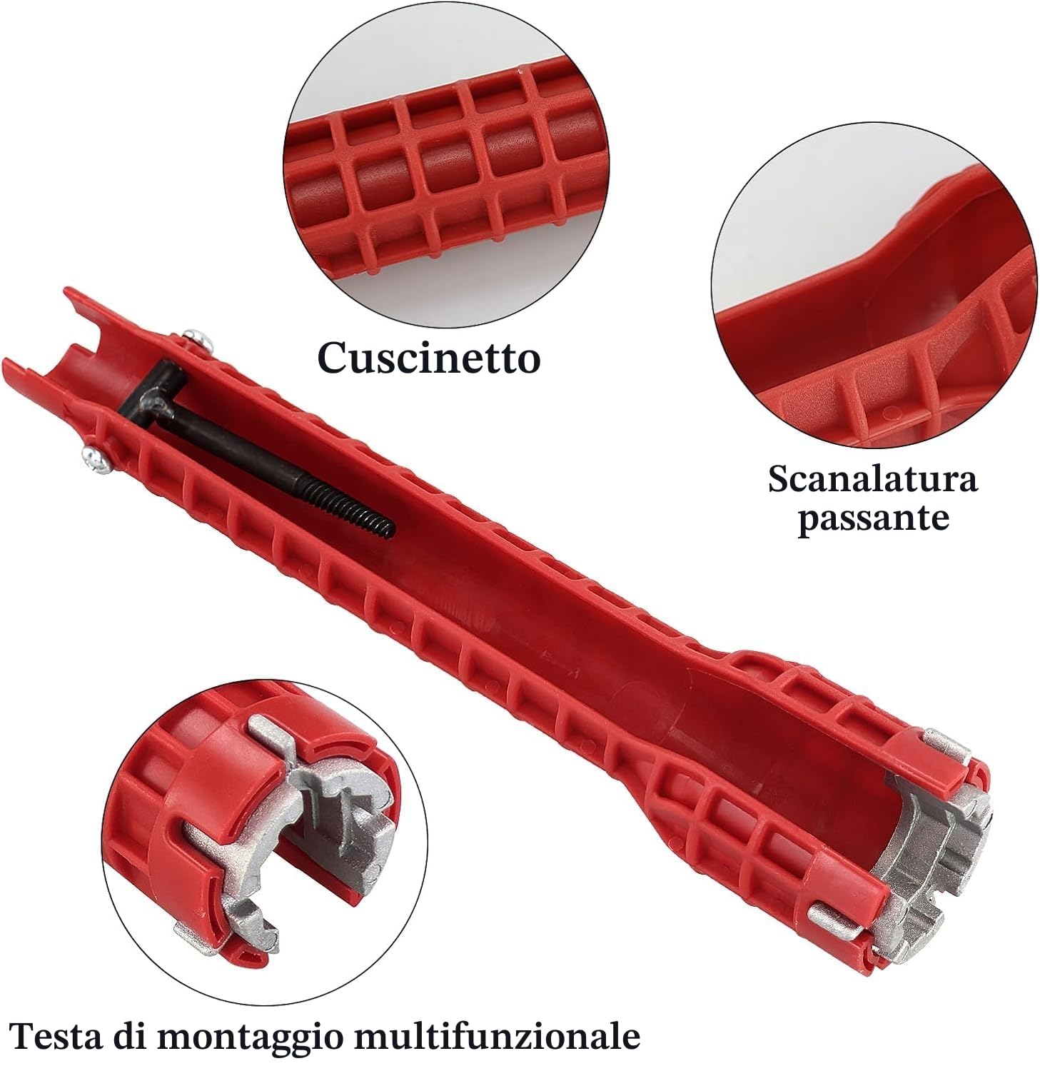 Chiave per rubinetto, 8 in 1 Installatore di rubinetti multifunzionale, 34 mm, 40 mm, chiave per rubinetto sottolavello, Strumento chiave per rubinetto, per lavandino, bagno