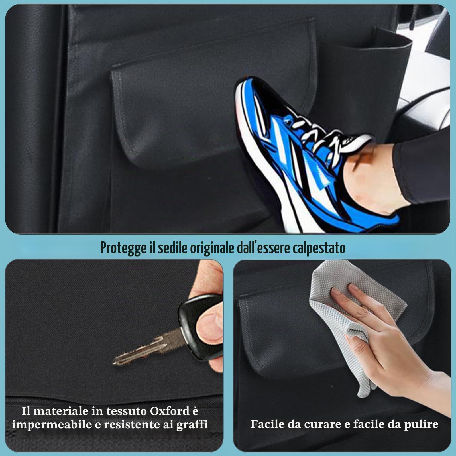 2 Pcs Protezione Sedile Auto Bambini con Tavolino Pieghevole,Proteggi Organizzatore Sedile Posteriore,Impermeabile Organizer per Seggiolino Auto,Universale