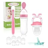 WAJIAYON Baby Fruit Feeder Pacifier &vert; Infant Food Feeder Pacifier & Baby Food Dispensing Spoon &vert; Mesh Fresh Fruit Teethers for Babies &vert; Infant Teething Feeders Shower Gifts for Boys and Girls&lpar;Blush&rpar;