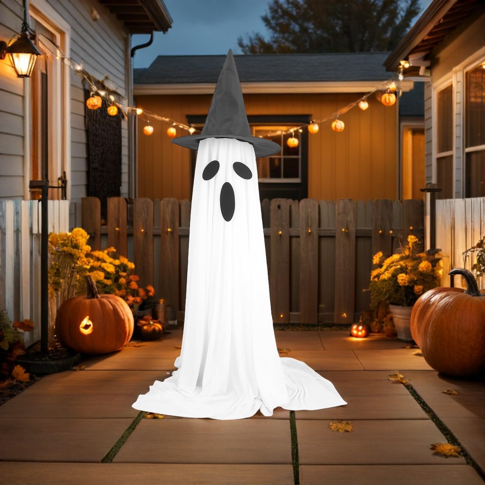 Toyvian Decorazione Halloween da Esterno Fantasma Spaventoso e PVC Altezza 165cm Supporto a Colonna per Giardino e Veranda Facile da Montare e Interattiva