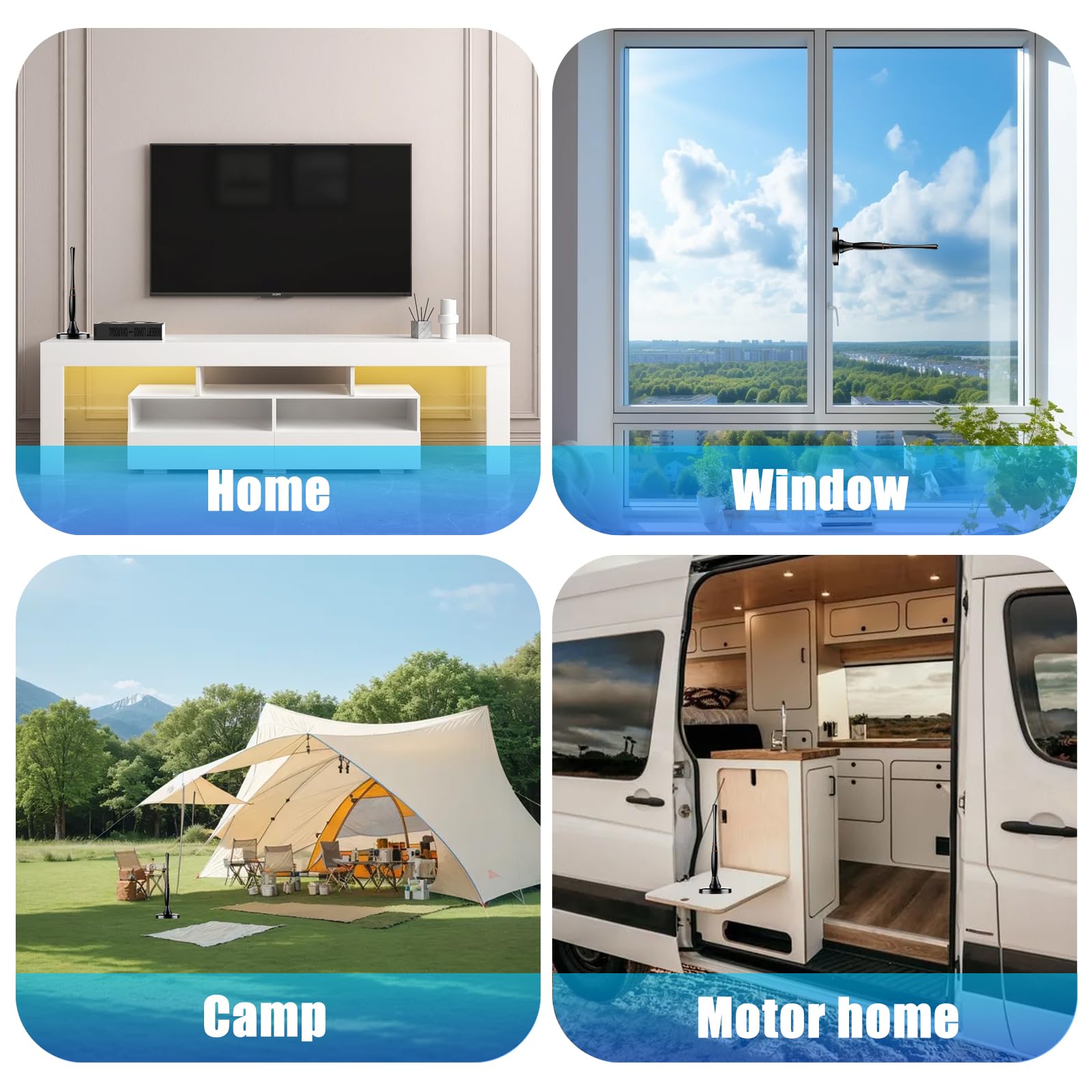 Antenna TV Interna, Antenna per Smart TV per ricezione a lungo raggio e tutte le Smart TV e vecchie TV, antenna digitale HD con amplificatore di segnale per canali locali, supporta 4K 1080p