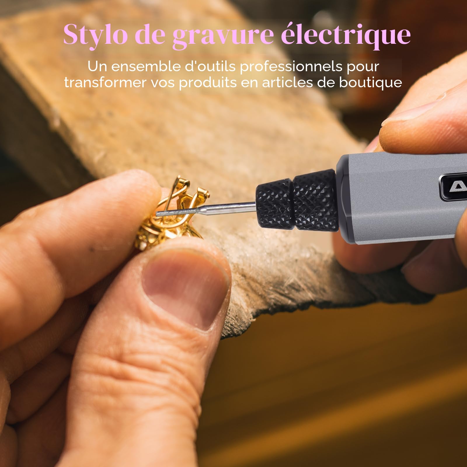 ARROWMAX Mini stylo de gravure : outil portable sans fil ultime pour artistes et bricoleurs – Gravez plus de 50 surfaces – Convient aux débutants – Rechargeable – 30 bits gratuits
