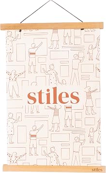 Stiles Magnetic Picture Frame - Magnetic Poster Hanger, 24 Inches | Artwork Holder with Adjustable String for Prints & Photos - Wooden Hanging Art Display