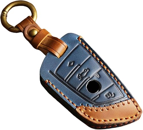 Miniatura 10 de Hontumax Funda protectora de cuero genuino para llavero de automóvil para BMW 1 3 5 Series X1 X2 X3 X4 X5 con llavero protector de llave inteligente