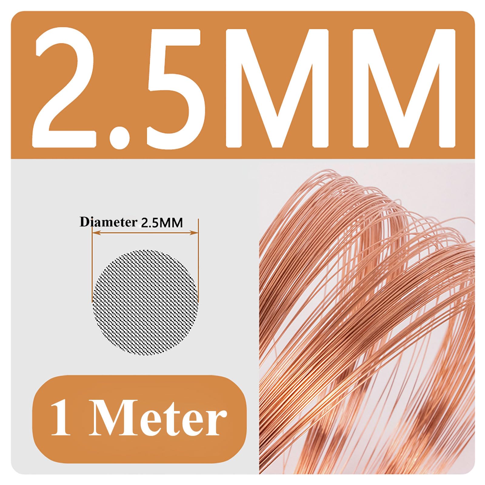 COYOUCO Soft Copper Wire, 2/2.5/3Mm Diameter, 1M Length, Bare Solid Copper Wire for Crafting, Jewelry, Electrical, Industry,2.5mm*1m