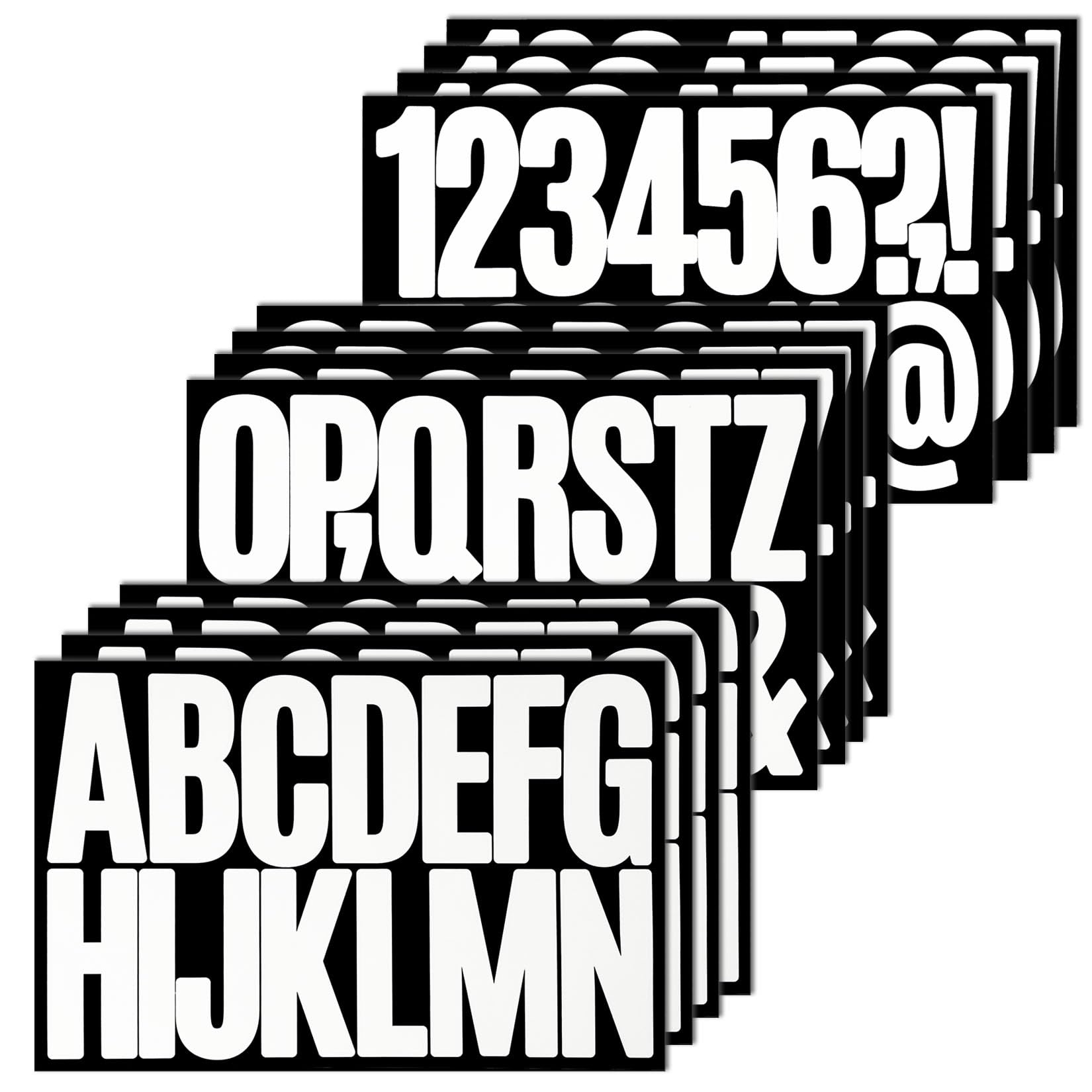 Photo 1 of 3 Inch Vinyl Letter Number Stickers - 188 Pieces Large Waterproof Sticky Stick On Alphabet Sticker for Outdoor, Trucks, Windows and Bulletin Board (White,12 Sheets)