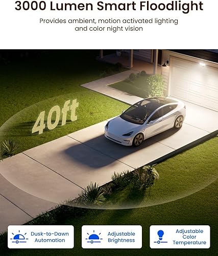 Miniatura 4 de REOLINK TrackFlex Floodlight WiFi, cámara de reflector de doble lente 4K, 3000 lúmenes, zoom híbrido PTZ 6X de 360°, seguimiento automático