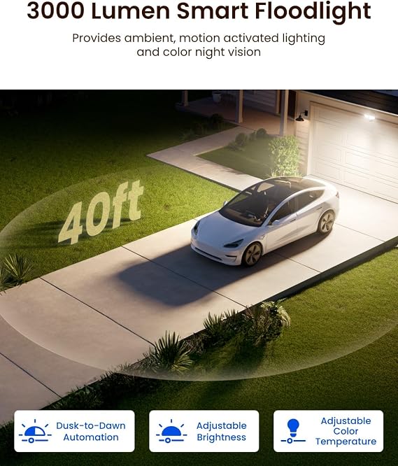 REOLINK TrackFlex Floodlight WiFi, 4K 360 PTZ Dual-Lens Floodlight Camera | 3000 Lumens, 6X Hybrid Zoom, Auto-Tracking, Privacy-Focused Local AI Video Search, Dual-Band WiFi 6, AC Hardwired Not PoE