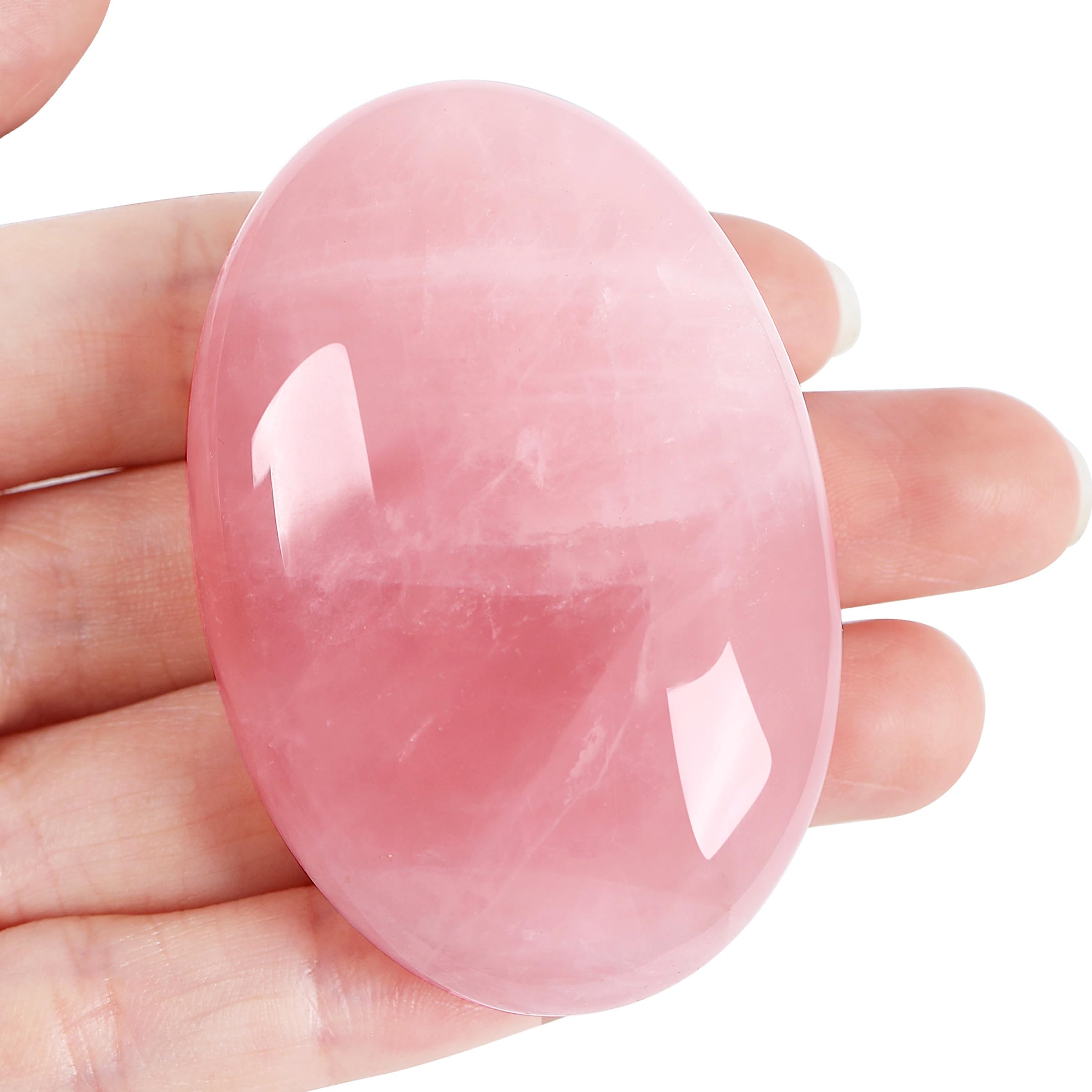 XIANNVXI 2.4" Large Rose Quartz Crystals Rose Quartz Stone Polished Palm Gemstone 0.7" Thick Pocket Stone Pink Quartrz Crystal for Reiki Meditation