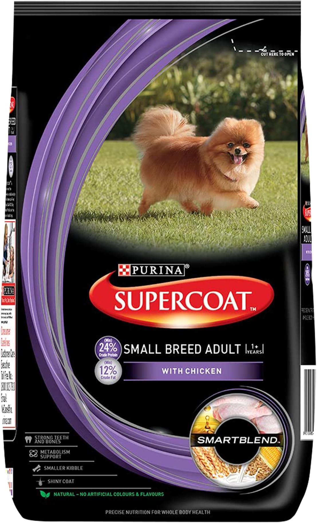 PURINA SUPERCOAT Adult Small Breed Dry Dog Food, Chicken, 3 kg