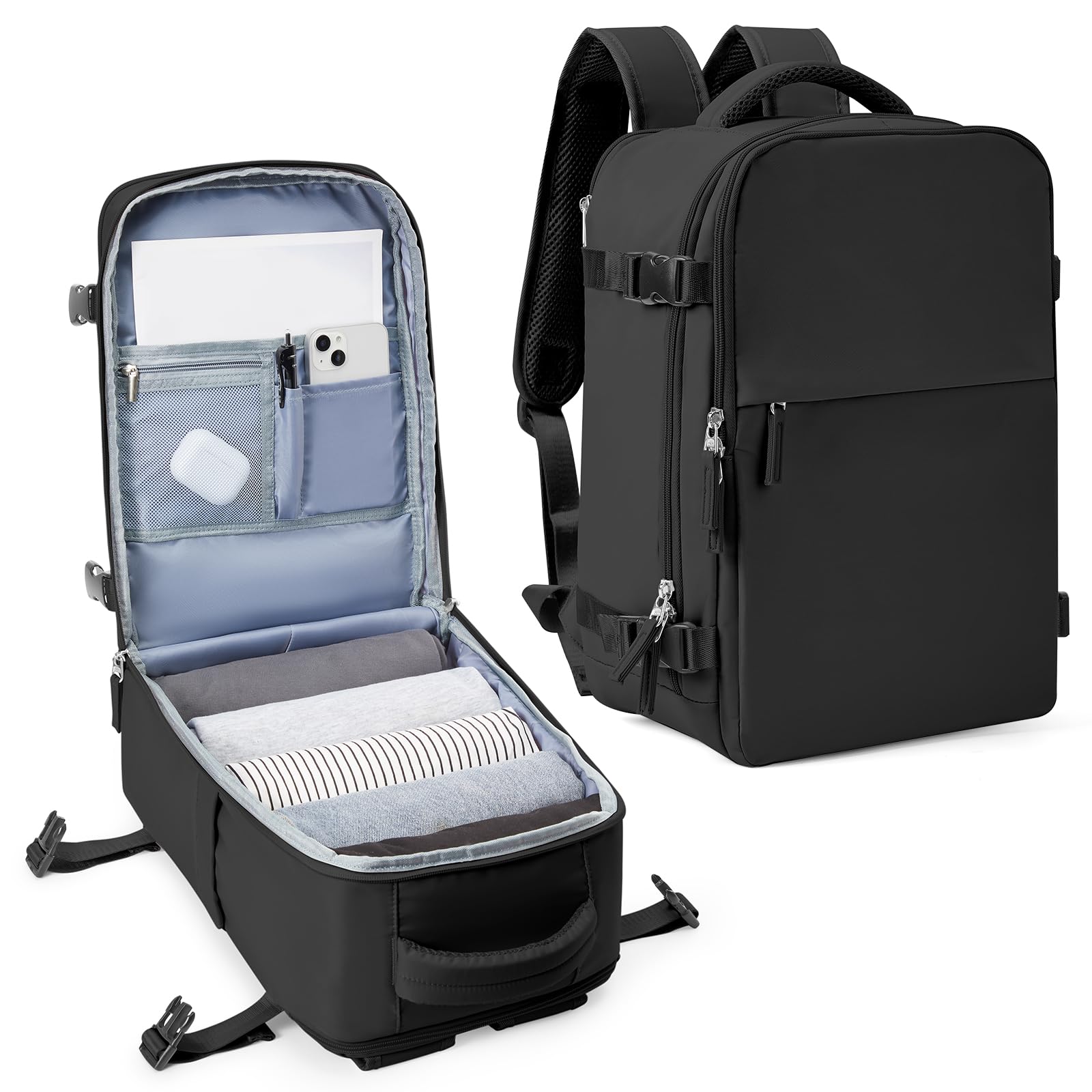 SZLX Zaino Ryanair 40x20x25 Bagaglio a Mano Easyjet 45x36x20 Donna Zaino da Viaggio Aereo Borse da Cabina per Ryanair Zaino da Lavoro Uomo Computer Impermeabile Travel Backpack Zaino Sportivo Trekking
