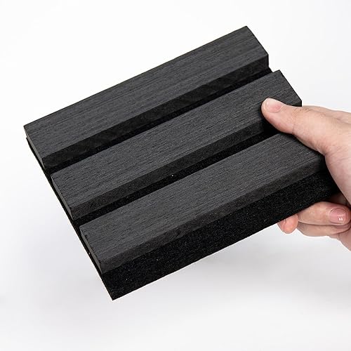 Miniatura 15 de Paneles acústicos de listones de madera, 94.5 x 12.6 pulgadas, cada panel de pared de listones de madera, color nogal, paquete de 4 Nuez,Negro