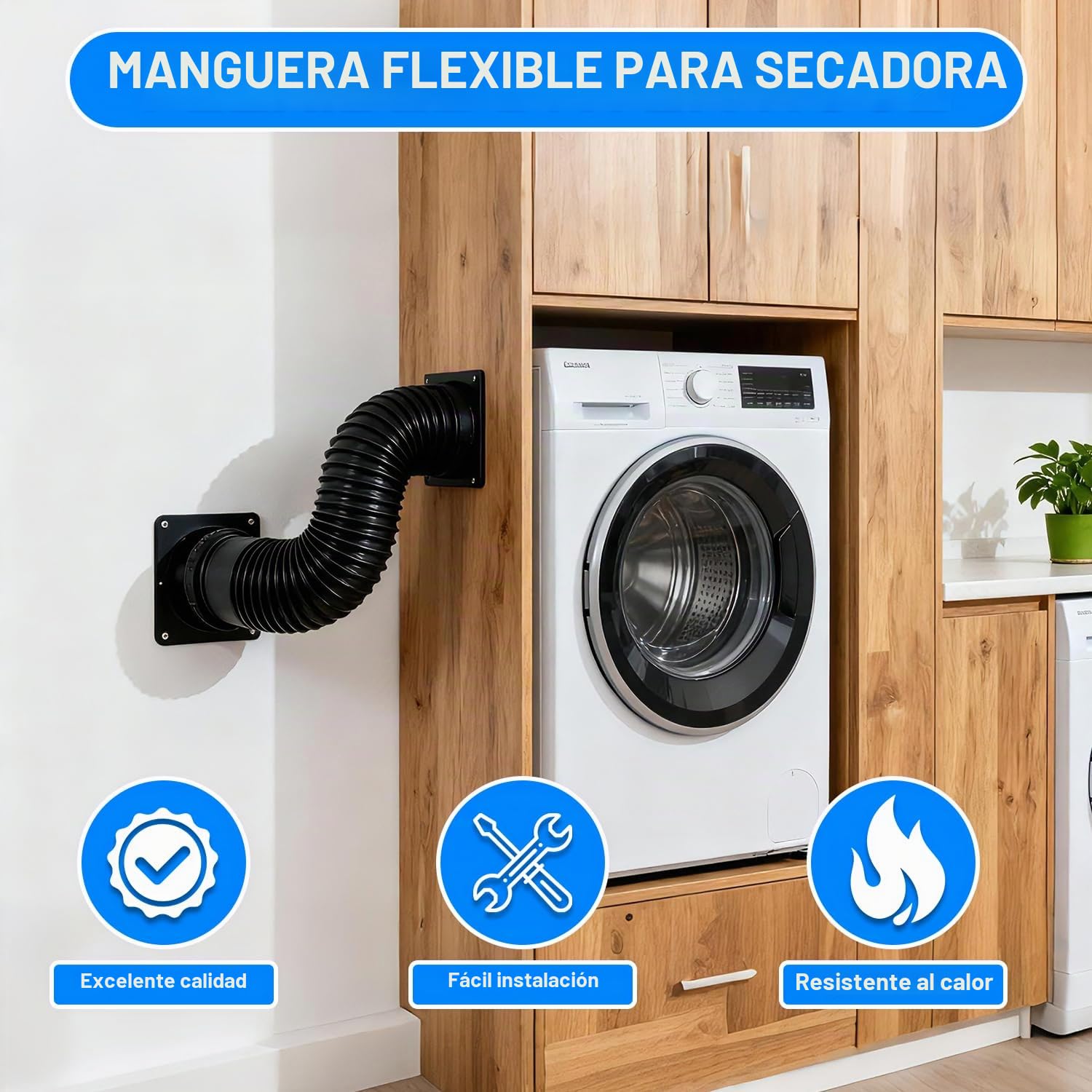 Manguera de Ventilación 153 mm, 3 m Manguera de Escape de Aluminio con 2 Abrazaderas Acero, PVC Conductos de Ventilación para Extractores, Climatizadores, Secadoras, Campanas Extractoras, Negro