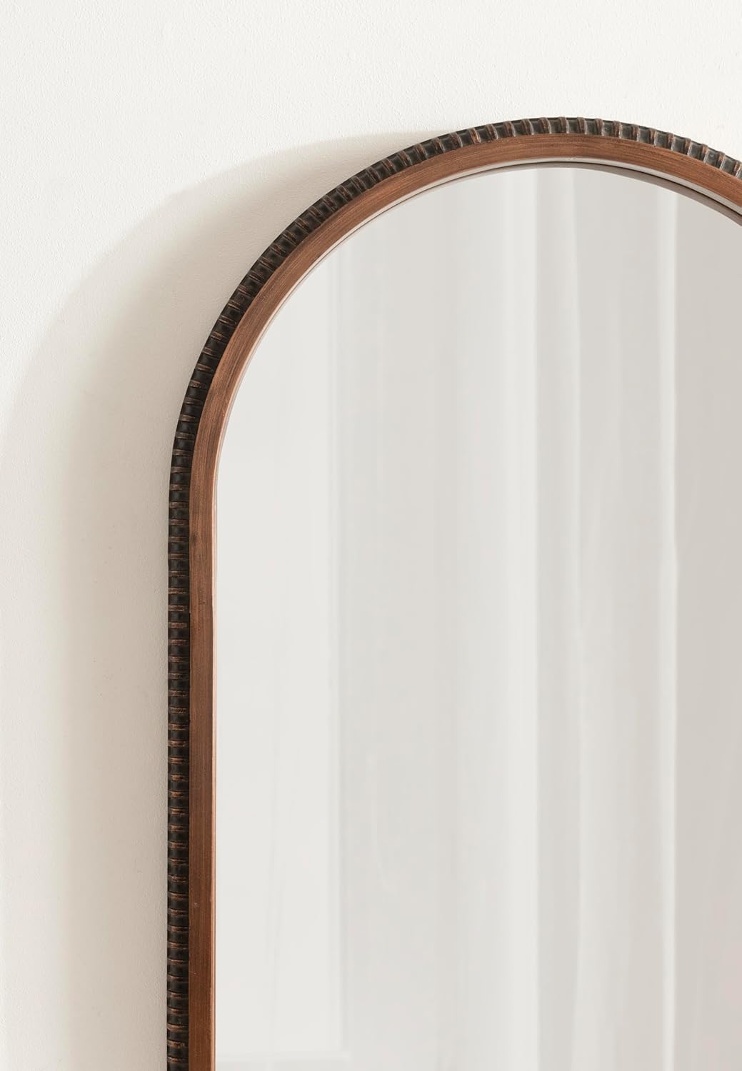 Kate and Laurel Chaston Vintage Beaded Arch Wall Mirror, 20 x 30, Antique Bronze, Traditional Ribbed Vintage Bathroom Mirror for Over Sink or for Use as Living Room Wall Decor