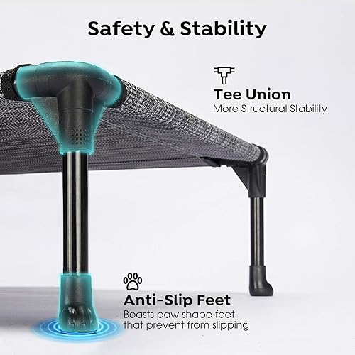 Miniatura 3 de Veehoo - CWC1803-S - Cama elevada tipo catre para perros, refrescante, portátil, con malla lavable y transpirable, patas antideslizantes, duradera,