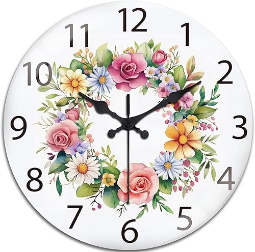 Miniatura 13 de peacoblue Relojes de pared con pilas, 12 pulgadas, reloj de pared redondo de cristal de café, sin tictac, para cocina, sala de estar, comedor,