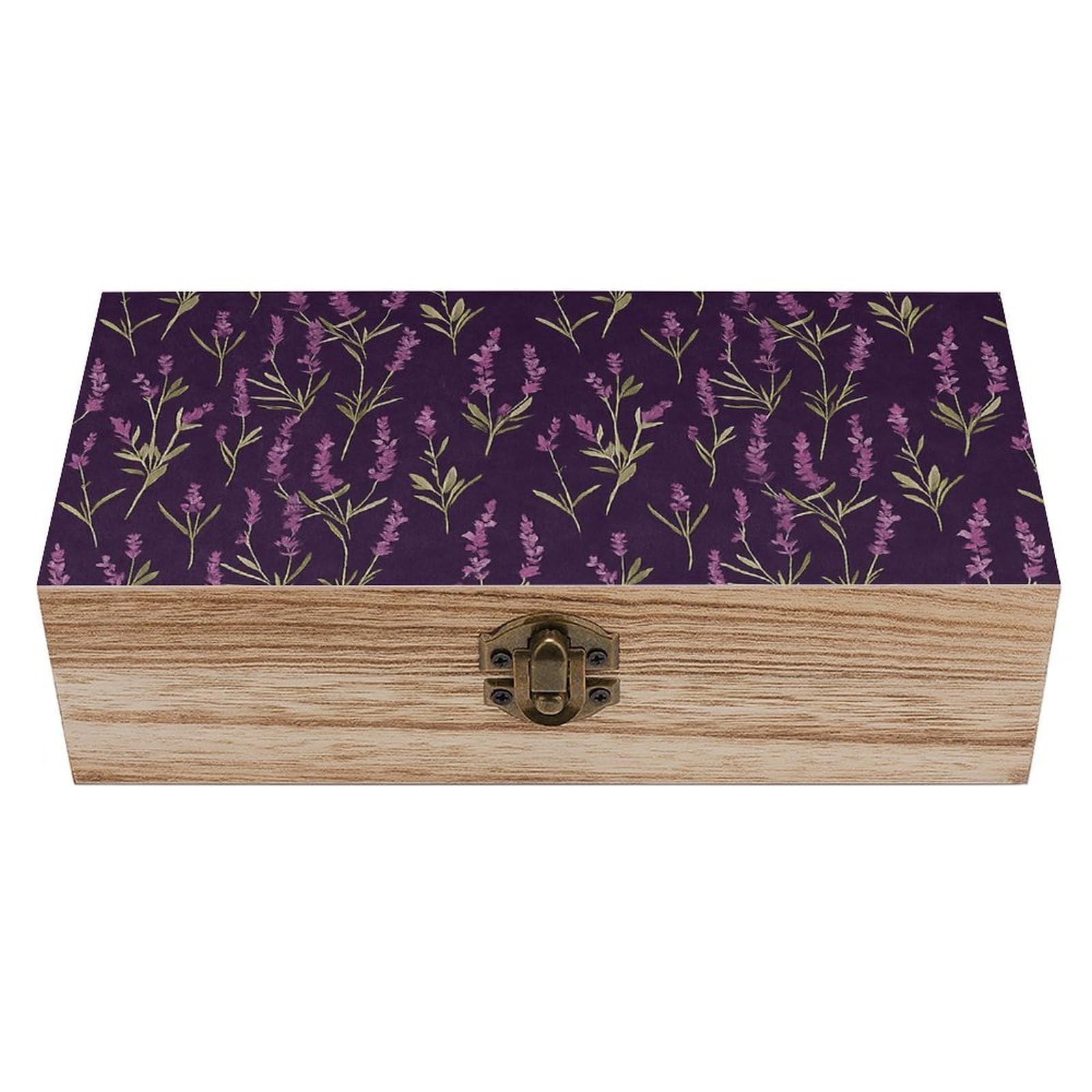 SMAZDFXX Pretty Lavender Wooden Storage Box Multipurpose Decorative Box for Jewelry Photo Home Decor