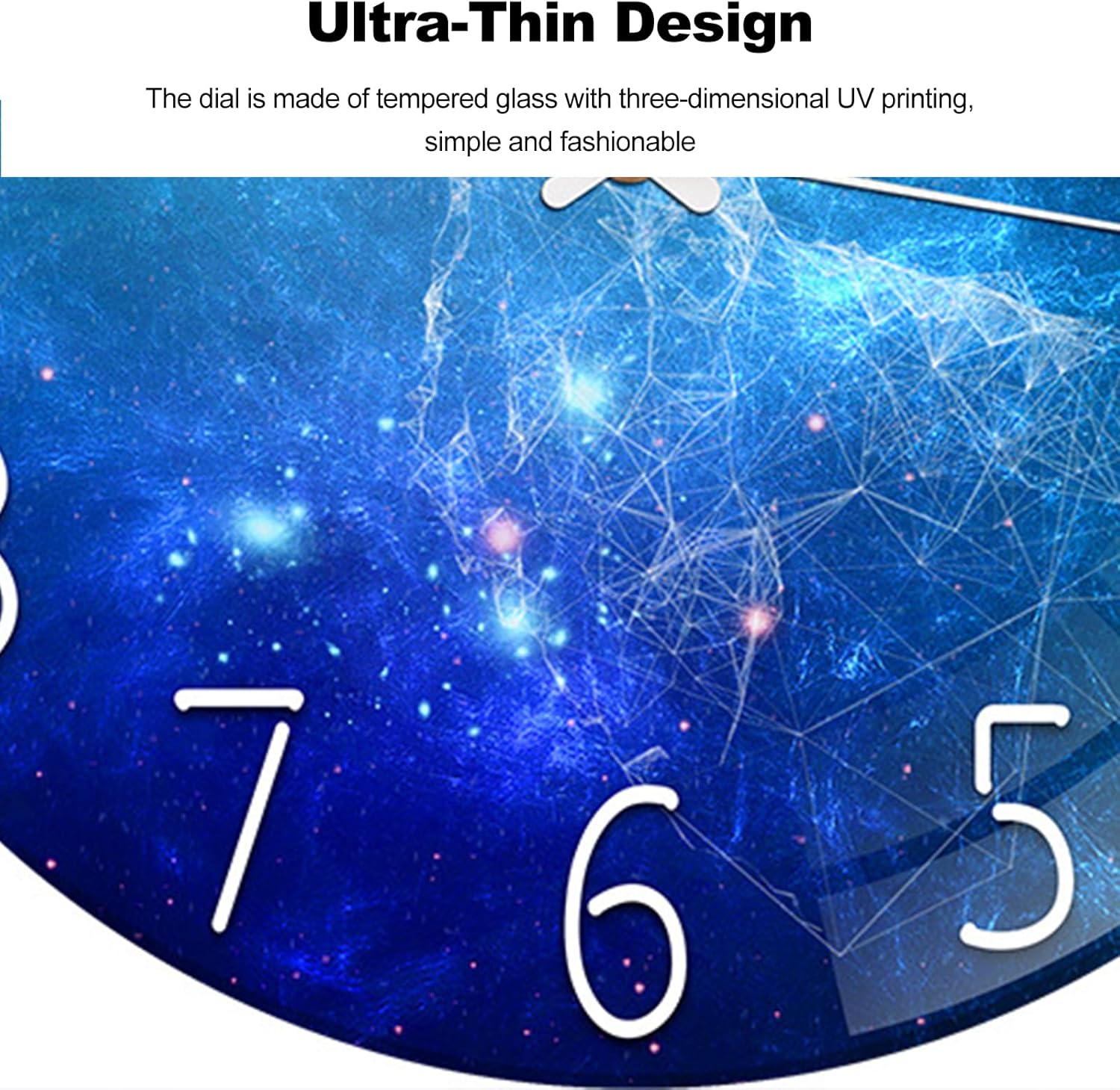 Ergocar Glass Wall Clock Silent Scanning Mechanical Round Glass Wall Clock, Suitable for Living Room, Kitchen, Office.