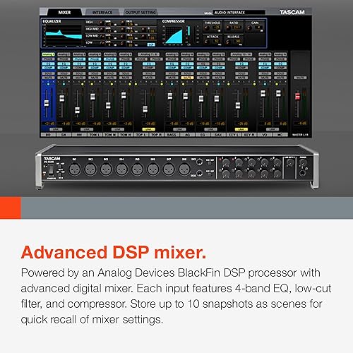 Miniatura 6 de Tascam US-16x08 Interfaz USB AudioMIDI para grabación, grabación de tambor, 8 entradas XLR8 14 pulgadas, 8 salidas, software de control