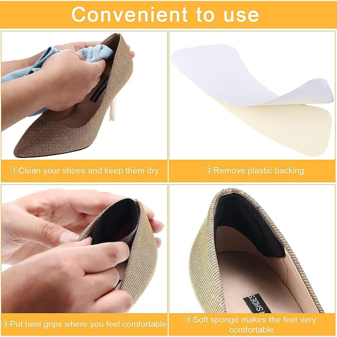 Plantillas Rellenos de Zapatos Unisex para Hacer Zapato Grande Calce Inserciones de Zapatos Ajustables Agarre de Talón Almohadillas Adhesivas Reutilizables de Pies, 4 Pares