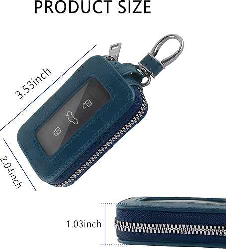 Miniatura 2 de Funda universal para llavero de automóvil con llavero y mosquetón, soporte de cuero para llavero inteligente para automóvil compatible con llavero