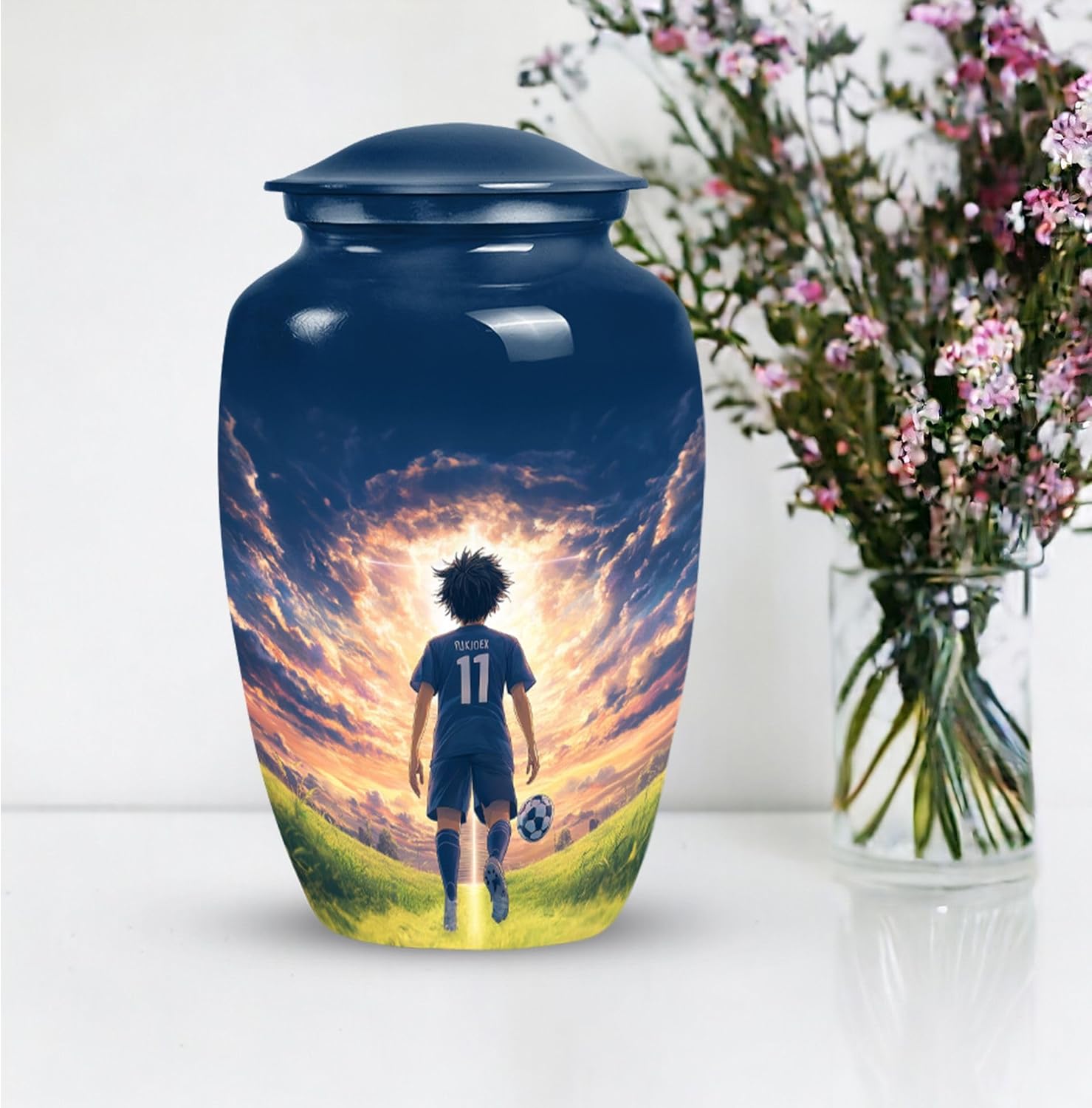 Yatskia Soccer Urns for Human Ashes Adult Man, Funeral Burial Urn for Ashes for Women, Cremation Urn for Adults, (Classic Large, 10 Inch)