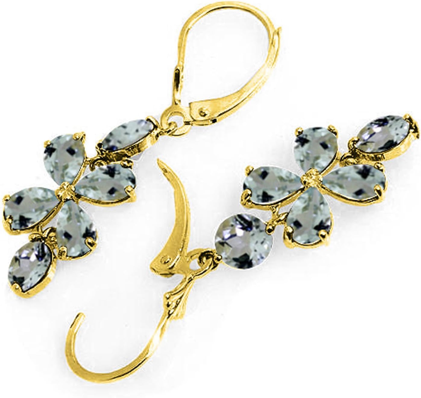 6.30 Carat 14k Solid Gold Chandelier Earrings Aquamarine - Image 2