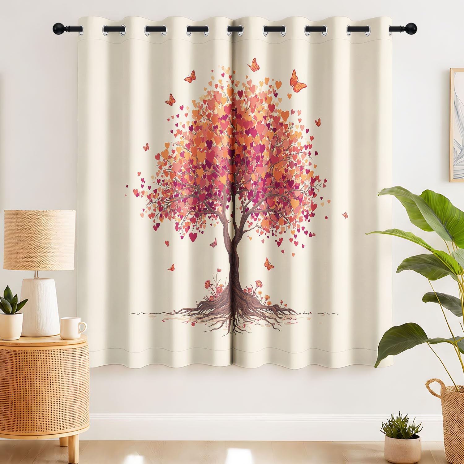 Rideaux thermiques et occultants motif botanique pour salon cozy