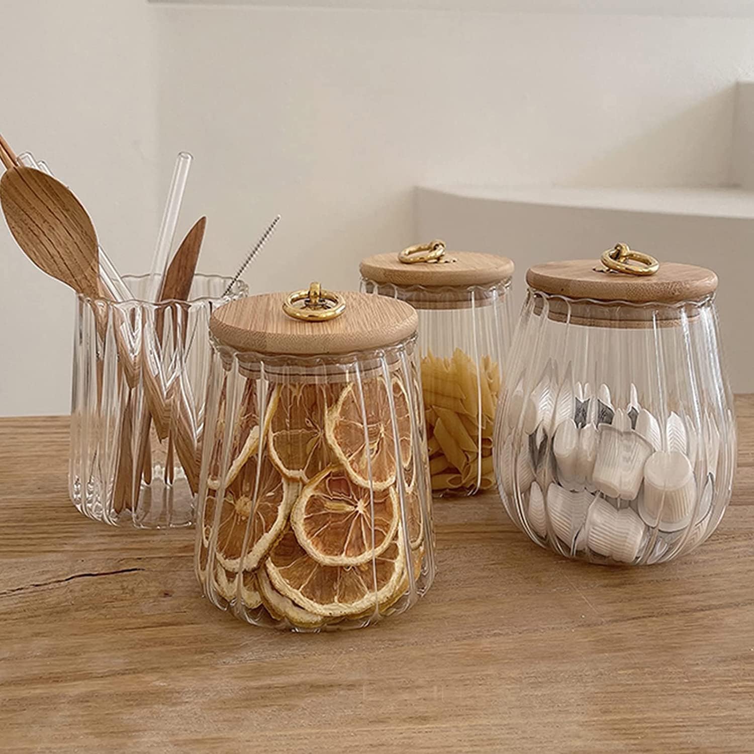 Image secondaire de MIVIDE Lot de 3 Bocaux en Verre Hermétiques avec Couvercle en Bambou - 700ml