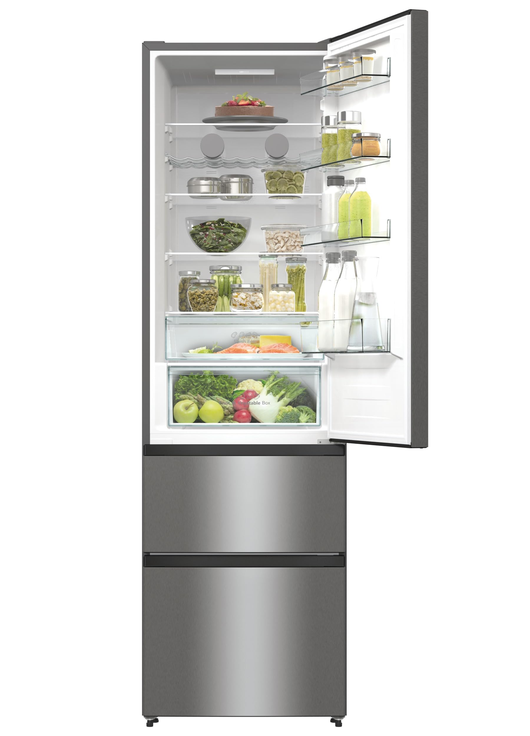 Hisense RM469N4ACD Kühl-Gefrierkombination, Freistehend, EEK D, 36dB, Total NoFrost, 368 Liter, Smart Fresh, CrispZone Smart Humidity, Convert ZeroZone, HxBxT: 200x60x66, 3 cm