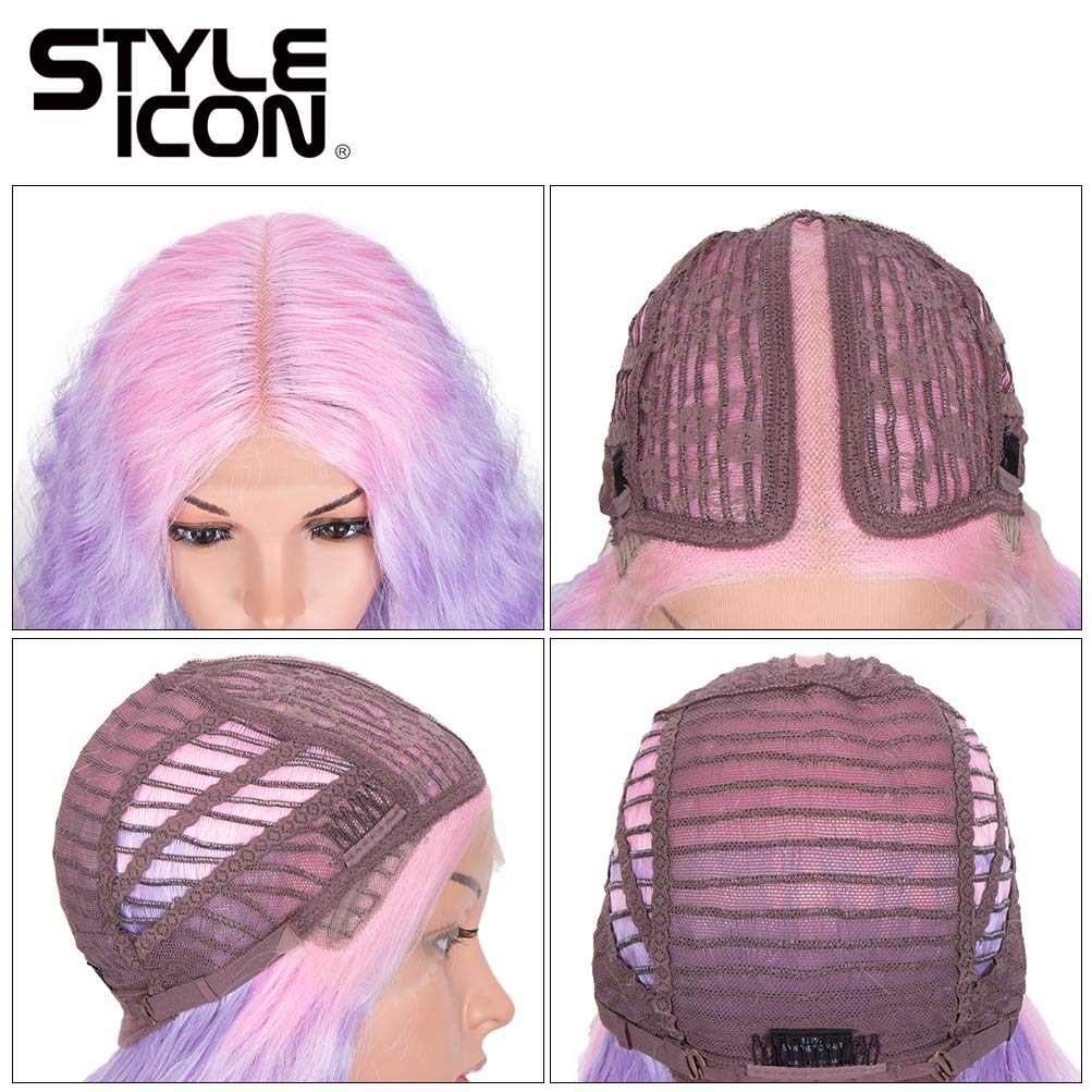 Style Icon 41" Lace Front Wigs Long Wavy Synthetic Wigs with Baby Hair Half Hand Tied 130% Density Wigs (41", QT PKBL07)