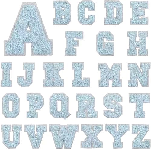 Parche de letras de chenilla, parche de letras termo-adhesivas de chenilla, parche de letras universitarias de felpilla para planchar, 26 parches de