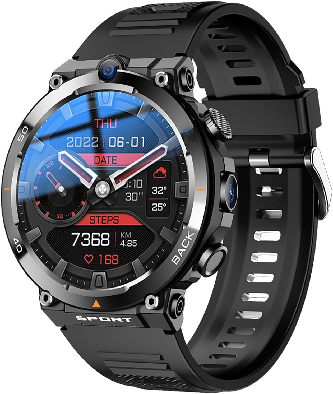 Karta Sim 4g Smartwatch, Okrągły Ekran 1,39 Cala/Podwójny Aparat/Z Tętnem/Ultra Cienki Korpus/Pozycjonowanie Nfc, Prezenty Dla Mężczyzn