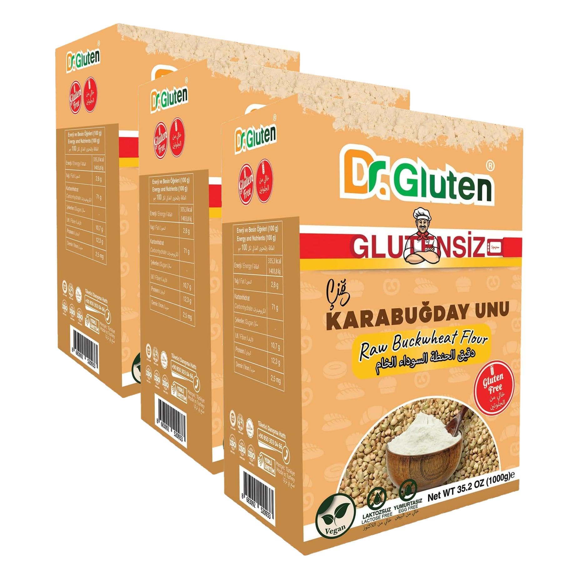 Dr.Gluten Glutensiz Çiğ Karabuğday Unu (3 paketi)